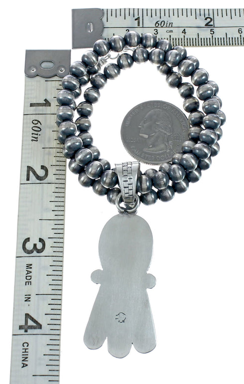 Navajo Turquoise Sterling Silver Old Pawn Bead Necklace NX11485